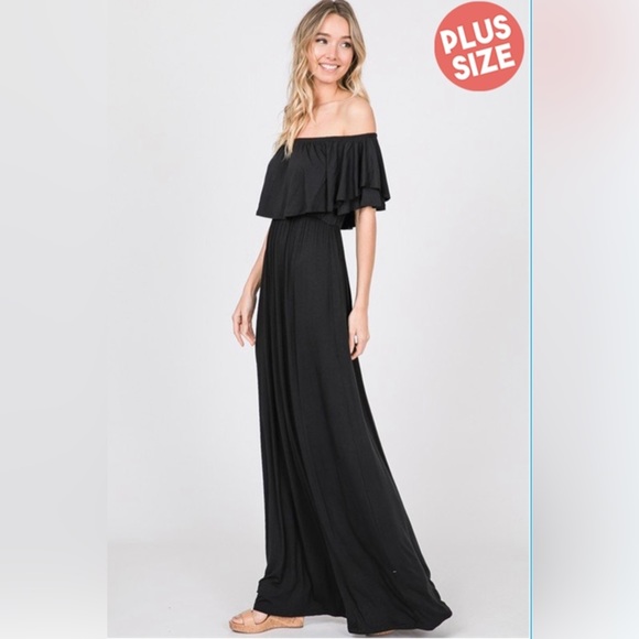 Off Shoulder Maxi Black Dress - Picture 8 of 8